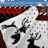 Black Winter Christmas Moose Pattern Knitted Long Thick Scarf with Snow Geometric Design, Reversible Warm Fair Isle Shawl for Men and Women In Australia - Darrahopens