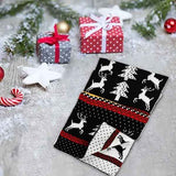 Black Winter Christmas Moose Pattern Knitted Long Thick Scarf with Snow Geometric Design, Reversible Warm Fair Isle Shawl for Men and Women In Australia - Darrahopens