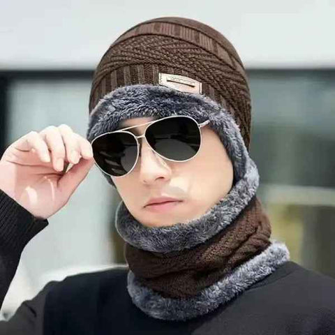 Winter Knitted Wool Ski Mask Neck Warmer Cap and Bib Set, 2-in-1 Cold Weather Accessory with Stretchy One Size Fits Most for Unisex Outdoor Sports In Australia - Darrahopens