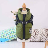 Army Green Winter Waterproof Dog Jacket with Harness, Comfortable Padded Puffer Vest for Small and Medium Breeds, Size M with Reflective Trim In Australia - Darrahopens