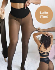 Seamless Latte Lined Warm Tights as Pants, Plus Size M/L with Warm Thermal Fleece Inner, Versatile Winter Essential for Dresses or Independent Stylish Wear In Australia - Darrahopens