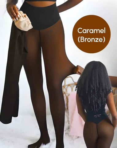 Seamless Caramel Lined Warm Tights as Pants, Plus Size M/L with Soft Lining and Flat Seams, Thermal Base Layer for Cold Weather, Dress or Casual Wear In Australia - Darrahopens
