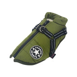 Army Green Winter Waterproof Dog Jacket with Built-in Harness, Warm Padded Cotton Vest for Small and Medium Breeds, Size S with Reflective Safety Strips In Australia - Darrahopens