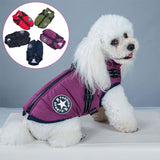 Army Green Winter Waterproof Dog Jacket with Built-in Harness, Warm Padded Cotton Vest for Small and Medium Breeds, Size S with Reflective Safety Strips