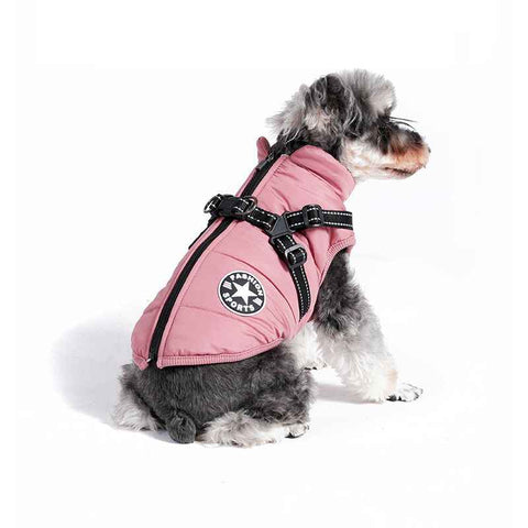 Pink Winter Waterproof Dog Jacket with Integrated Harness, Zipper Closure and Soft Coral Fleece Lining, Size XL for Large Breeds with Reflective Safety Trim In Australia - Darrahopens