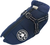 Navy Blue Winter Waterproof Dog Jacket with Integrated Harness, Windproof Warm Coat with Reflective Trim, Size XL for Large Dogs with Adjustable Collar In Australia - Darrahopens