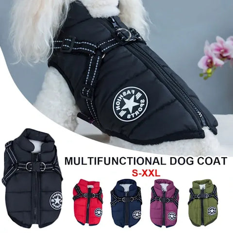 Green Waterproof Winter Dog Jacket with Built-in Harness, Windproof Warm Coat with Reflective Strips and Elastic Belly Band, Size XL for Large Dogs In Australia - Darrahopens