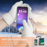 White Thermal Knitted Wool Touchscreen Mittens for Women with Fleece Lining, Thumb and Index Finger Compatibility for Smartphone and Tablet Use in Winter In Australia - Darrahopens