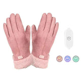 USB Rechargeable Heated Gloves for Women with 3-Level Temperature Control, Touchscreen Compatible Soft Suede with Coral Fleece Lining, Requires Power Bank In Australia - Darrahopens