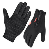 Black Winter Windproof Waterproof Thermal Touch Gloves for Men and Women, Anti-Slip Rubber Palm, Zipper Closure for Easy Wear, Size L for Outdoor Sports