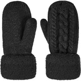 Thick Fleece Lined Warm Knitted Mittens for Women, Super Soft Thermal Winter Hand Warmers with Stretchy Elastic Wrist, One Size for Most Hand Shapes