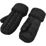 Thick Fleece Lined Warm Knitted Mittens for Women, Super Soft Thermal Winter Hand Warmers with Stretchy Elastic Wrist, One Size for Most Hand Shapes