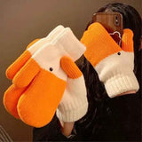 Yellow Winter Goose Design Fleece Lined Knitted Thermal Gloves, Cute Playful Pattern with Vibrant Color, Fun Warm Gift for Cycling Skiing and Everyday Use In Australia - Darrahopens