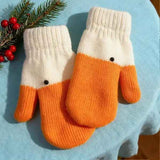 Yellow Winter Goose Design Fleece Lined Knitted Thermal Gloves, Cute Playful Pattern with Vibrant Color, Fun Warm Gift for Cycling Skiing and Everyday Use In Australia - Darrahopens
