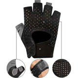 Women's Half Finger Gym Gloves with Non-Slip Gel Pads for Weightlifting, Bodybuilding, and Cycling, Breathable Elastic Fabric Size L for Secure Grip