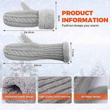 Black Thick Fleece Lined Insulated Mittens for Women, Crochet Knit Design with Inner Fleece Lining, Button Fastening Stretchy Fit for Cold Weather In Australia - Darrahopens