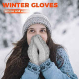 Black Thick Fleece Lined Insulated Mittens for Women, Crochet Knit Design with Inner Fleece Lining, Button Fastening Stretchy Fit for Cold Weather In Australia - Darrahopens