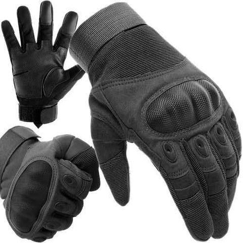 Black Tactical Military Gloves with Touchscreen Compatibility, Reinforced Nylon Construction with Non-Slip Panels and Adjustable Velcro Cuffs Size L In Australia - Darrahopens