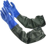 Waterproof Long Rubber Pond Gloves with 28 Inch Sleeves, Thick PVC Wear Resistant for Car Wash Fishing Digging and Chemical Handling with Seamless Cotton Liner In Australia - Darrahopens