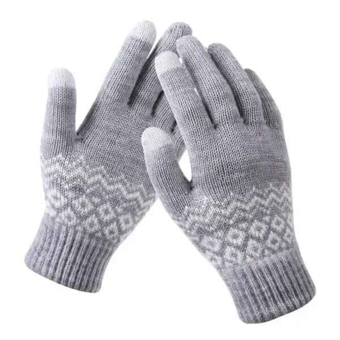 CDQ Thickened Winter Jacquard Gloves for Women, Touchscreen Compatible Double Woven Warm Knit with Elastic Cuffs, Machine Washable for Cold Weather In Australia - Darrahopens