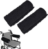 Black Memory Foam Wheelchair Armrest Cushion Covers 2 Pack, Synthetic Sheepskin Pressure Relief for Seniors Adults, Compatible with Standard Wheelchairs and Office Chairs In Australia - Darrahopens