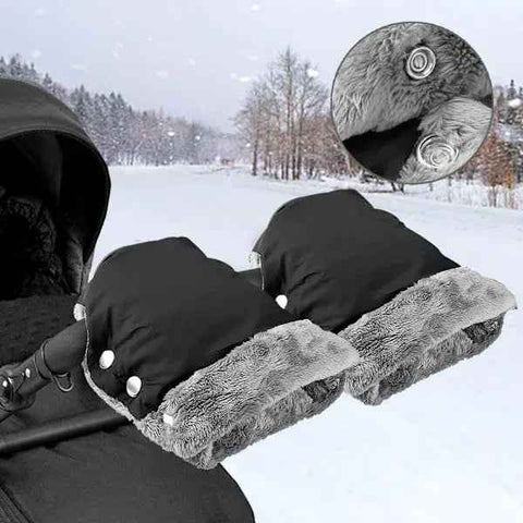Warm Fleece Lined Stroller Gloves with Waterproof Oxford Outer, Universal Size with Snap Button Design for Easy Attachment to Stroller Handlebars for Winter Walks In Australia - Darrahopens