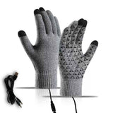 Gray USB 5V Direct-Plug Electric Heating Gloves, Knitted Winter Warm Cycling Skiing Fishing Gloves Non-Adjustable Constant Heat Requires Power Bank for Operation In Australia - Darrahopens