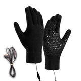 Gray USB 5V Direct-Plug Electric Heating Gloves, Knitted Winter Warm Cycling Skiing Fishing Gloves Non-Adjustable Constant Heat Requires Power Bank for Operation In Australia - Darrahopens