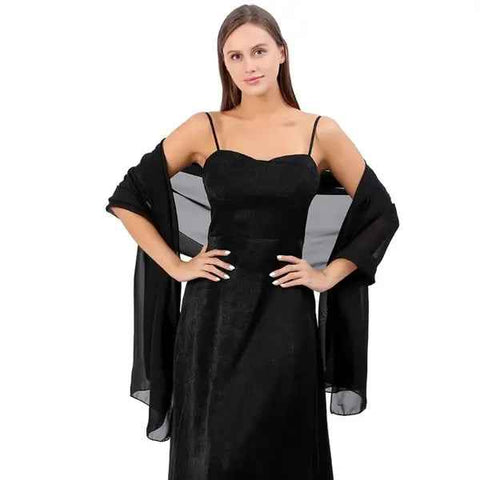 Black Evening Dress Lady Cape Shawl Wrap 200x70 cm, Elegant Polyester Design for Formal Events, Weddings, Parties, and Special Occasions All Seasons In Australia - Darrahopens