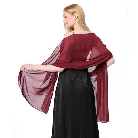 Dark Red Evening Dress Lady Cape Shawl Wrap 200x70 cm, Elegant Retro Polyester Design for Weddings, Parties, and Special Occasions All Season Wear In Australia - Darrahopens