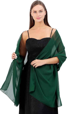 Dark Green Soft Chiffon Shawl Wrap for Women 180x70 cm, Lightweight Breathable Skin-Friendly Fabric for Wedding Evening Party and Travel, Great Gift for Ladies In Australia - Darrahopens