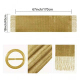 Gold European Style Silk Scarf Tassel Shawl for Women 50x164 cm, Lightweight with Silver Glitter Thread, Perfect for Evening Parties and Formal Events In Australia - Darrahopens