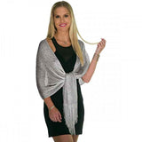 Gold European Style Silk Scarf Tassel Shawl for Women 50x164 cm, Lightweight with Silver Glitter Thread, Perfect for Evening Parties and Formal Events In Australia - Darrahopens