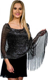 Gold European Style Silk Scarf Tassel Shawl for Women 50x164 cm, Lightweight with Silver Glitter Thread, Perfect for Evening Parties and Formal Events In Australia - Darrahopens
