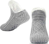 Gray Warm Non-Slip Knitted Thick Lined Cozy Winter Slippers for Women and Men, One Size Fits Most with Silicone Grips, Perfect for Home and Indoor Use In Australia - Darrahopens