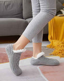 Gray Warm Non-Slip Knitted Thick Lined Cozy Winter Slippers for Women and Men, One Size Fits Most with Silicone Grips, Perfect for Home and Indoor Use In Australia - Darrahopens
