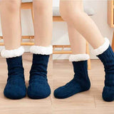 Blue Furry Warm Knitted Slipper Socks with Non-Slip Sole, Ultra-Soft Fleece Lining Cable Knit Design, One Size Fits Most EU 35-43 for Cozy Indoor Wear In Australia - Darrahopens