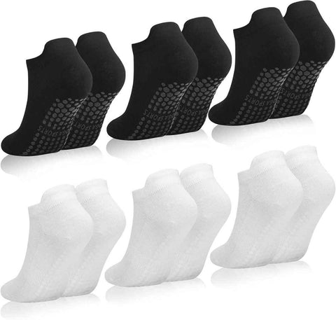 Black and White Non-Slip Yoga Pilates Socks for Women with Silicone Grips, Combed Cotton Breathable Striped Design, One Size Fits Most for Gym Barre and Dance In Australia - Darrahopens