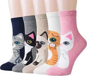 Women's Cute Animal Socks Pack 5 Pairs, Cat Dog Owl Designs in Bright Colors, Soft Breathable Cotton Blend for UK 6-8, Perfect Fun Gift for Christmas In Australia - Darrahopens