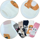 Women's Cute Animal Socks Pack 5 Pairs, Cat Dog Owl Designs in Bright Colors, Soft Breathable Cotton Blend for UK 6-8, Perfect Fun Gift for Christmas
