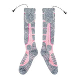 Pink USB Rechargeable Electric Heated Socks for Winter Skiing, Full Foot Heating with Carbon Fiber Wire, Machine Washable with Battery Pocket for Cold Weather In Australia - Darrahopens