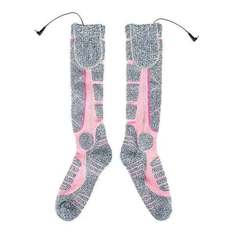 Pink USB Rechargeable Electric Heated Socks for Winter Skiing, Full Foot Heating with Carbon Fiber Wire, Machine Washable with Battery Pocket for Cold Weather In Australia - Darrahopens
