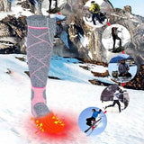 Pink USB Rechargeable Electric Heated Socks for Winter Skiing, Full Foot Heating with Carbon Fiber Wire, Machine Washable with Battery Pocket for Cold Weather In Australia - Darrahopens
