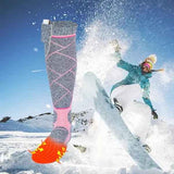 Pink USB Rechargeable Electric Heated Socks for Winter Skiing, Full Foot Heating with Carbon Fiber Wire, Machine Washable with Battery Pocket for Cold Weather In Australia - Darrahopens