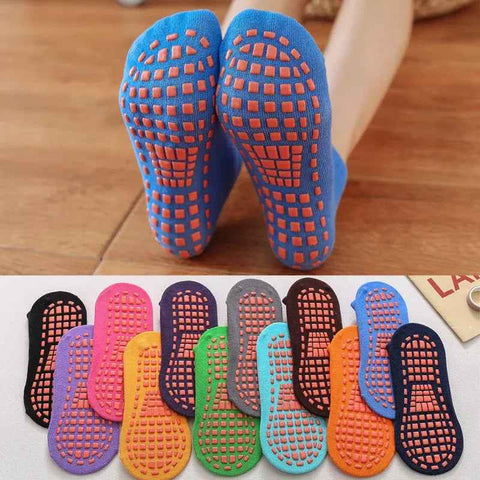 Gray Anti-Slip Trampoline Socks for Parent-Child Use, Cotton Polyester Spandex with Silicone Dots, Elastic Sports Socks for Kids 5-11 Years Old In Australia - Darrahopens