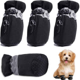 Black Dog Boots Paw Protectors with Reflective Straps, Non-Slip Nylon Cotton Shoes 4 Pieces for Small Medium Dogs, Adjustable Sizes 4-7 for Outdoor Walking In Australia - Darrahopens