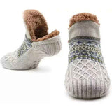 Gray Warm Cozy Fleece Socks with Anti-Slip Sole, Indoor Slipper Socks for Men and Women, Breathable Cotton Blend Size 43-45 for Cold Weather Comfort In Australia - Darrahopens
