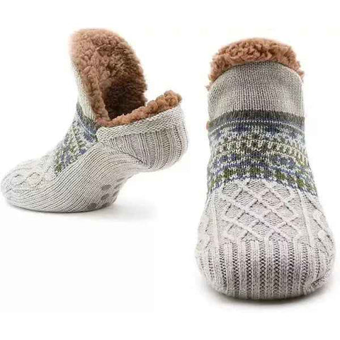 Gray Warm Cozy Fleece Socks with Anti-Slip Sole, Indoor Slipper Socks for Men and Women, Breathable Cotton Blend Size 43-45 for Cold Weather Comfort In Australia - Darrahopens