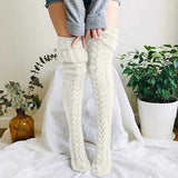White Warm Knitted Knee High and Thigh High Socks, Super Soft Wool Blend 75 cm Length, Machine Washable Perfect for Autumn Winter with Skirts and Dresses In Australia - Darrahopens