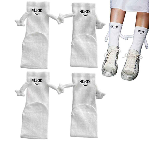 White and Black Magnetic Couple Socks 2 Pairs, Cute Hand-Holding Design with Magnets, Soft Breathable Cotton for Fun Gifts and Party Favors In Australia - Darrahopens